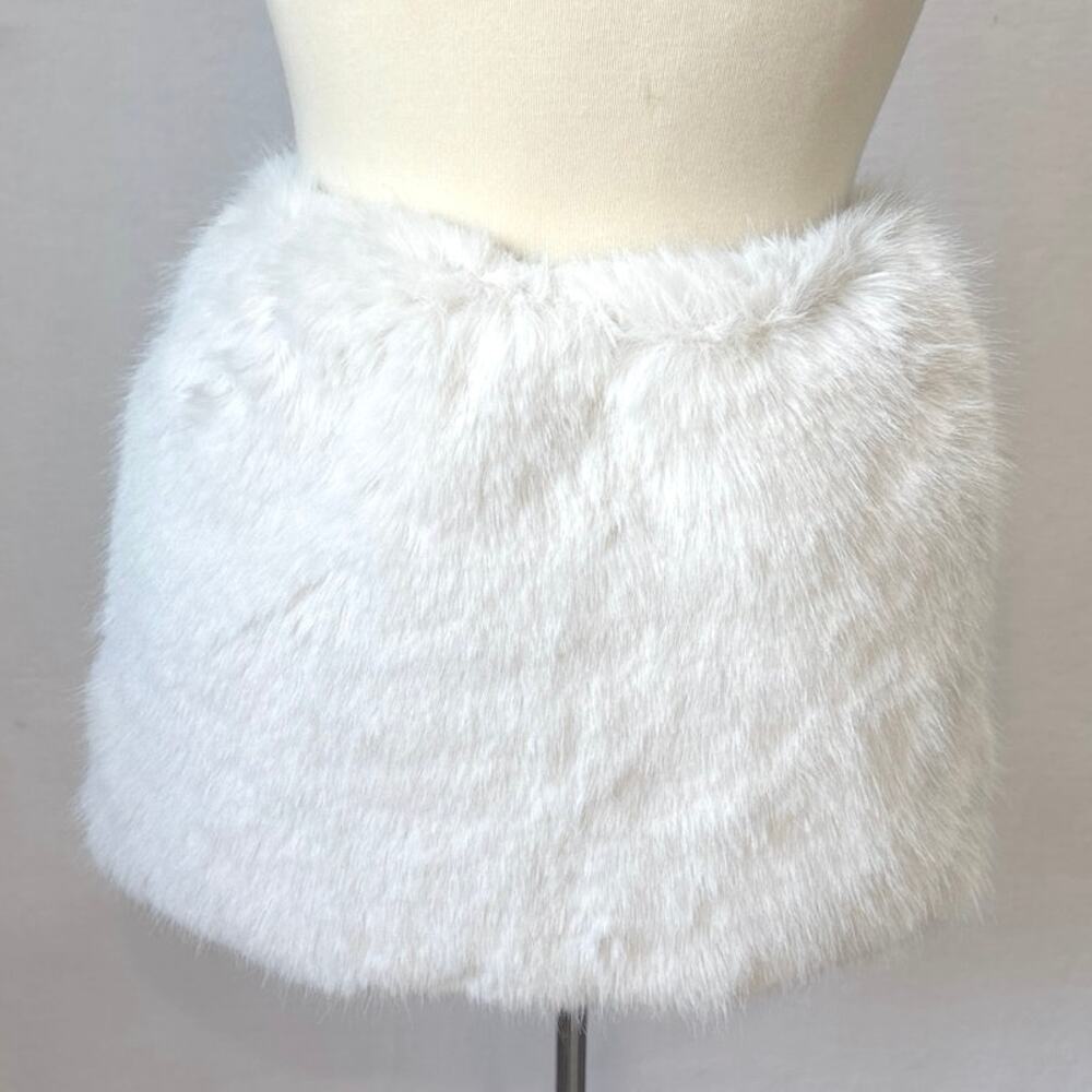 Faux Fur White Midi Skirt